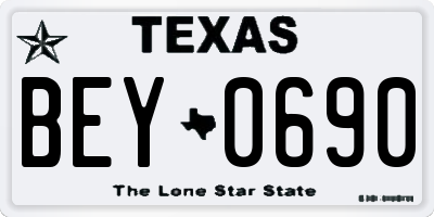 TX license plate BEY0690