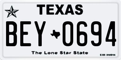 TX license plate BEY0694
