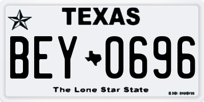 TX license plate BEY0696