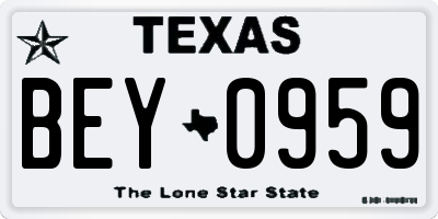 TX license plate BEY0959