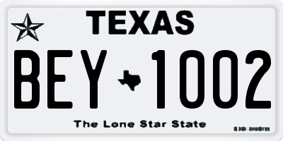 TX license plate BEY1002