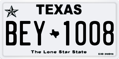 TX license plate BEY1008