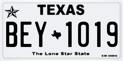 TX license plate BEY1019