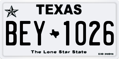 TX license plate BEY1026