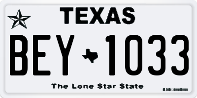 TX license plate BEY1033