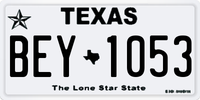 TX license plate BEY1053