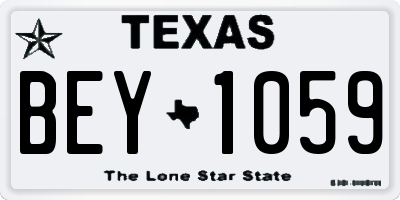 TX license plate BEY1059