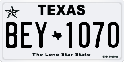 TX license plate BEY1070