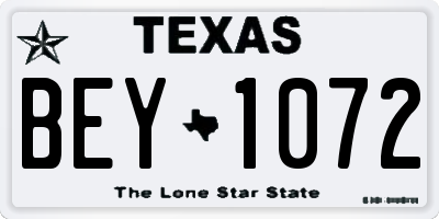 TX license plate BEY1072