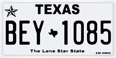 TX license plate BEY1085