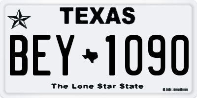 TX license plate BEY1090