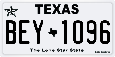 TX license plate BEY1096