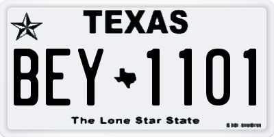 TX license plate BEY1101
