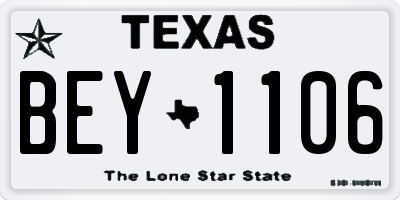 TX license plate BEY1106