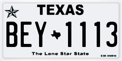 TX license plate BEY1113