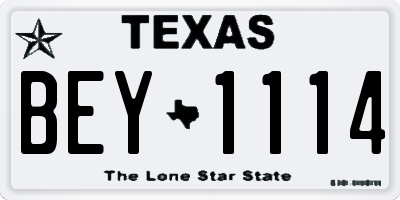 TX license plate BEY1114
