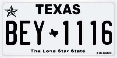 TX license plate BEY1116