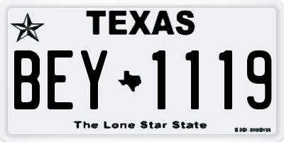 TX license plate BEY1119