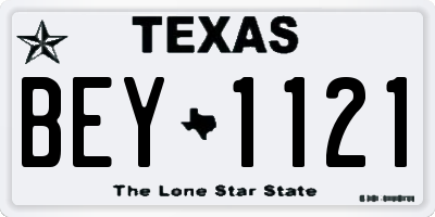TX license plate BEY1121