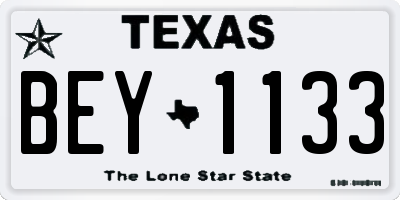TX license plate BEY1133
