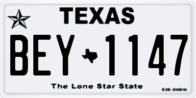 TX license plate BEY1147