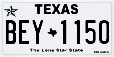 TX license plate BEY1150