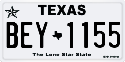 TX license plate BEY1155