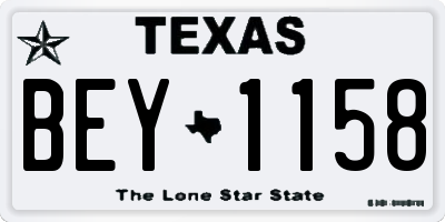TX license plate BEY1158