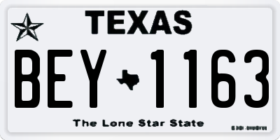 TX license plate BEY1163