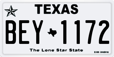 TX license plate BEY1172