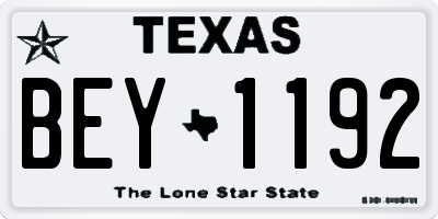 TX license plate BEY1192