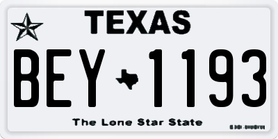 TX license plate BEY1193