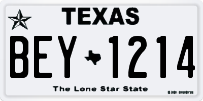 TX license plate BEY1214