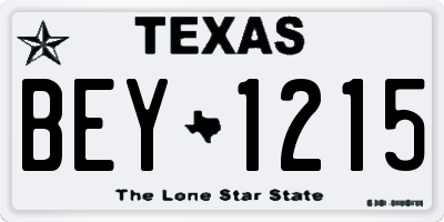 TX license plate BEY1215