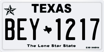 TX license plate BEY1217