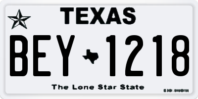 TX license plate BEY1218