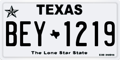 TX license plate BEY1219