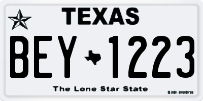 TX license plate BEY1223