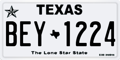 TX license plate BEY1224