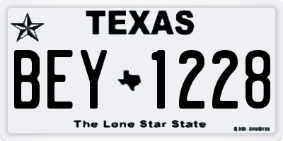 TX license plate BEY1228