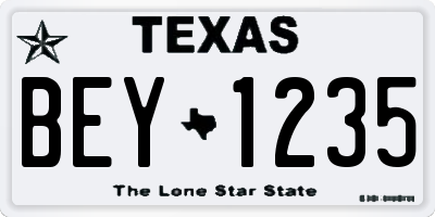 TX license plate BEY1235