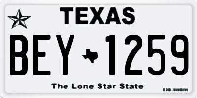 TX license plate BEY1259