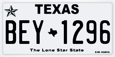 TX license plate BEY1296