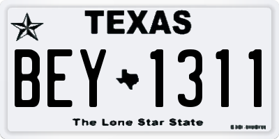 TX license plate BEY1311