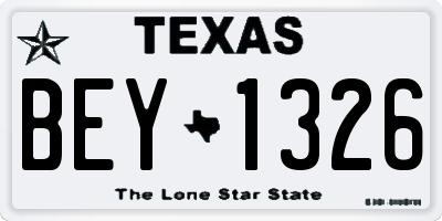 TX license plate BEY1326