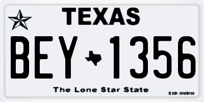 TX license plate BEY1356
