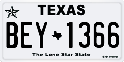 TX license plate BEY1366