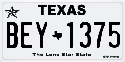 TX license plate BEY1375