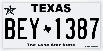 TX license plate BEY1387