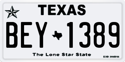 TX license plate BEY1389